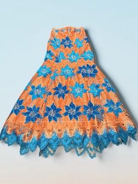 GORGEOUS vintage Indian lace beaded fishtail maxi skirt